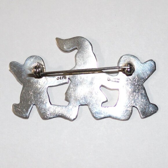 Vintage Sterling Silver Mom & Kids Brooch Mexico - Picture 2 of 7